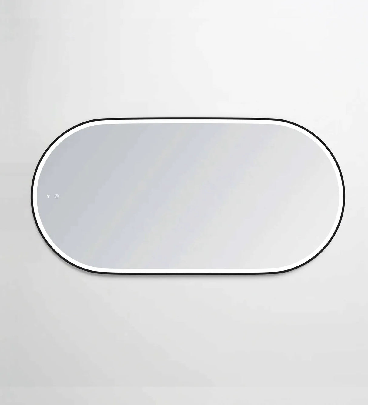 NOOSA Back-Lit LED Oval Metal Frame Mirror 1500x750mm Matte Black