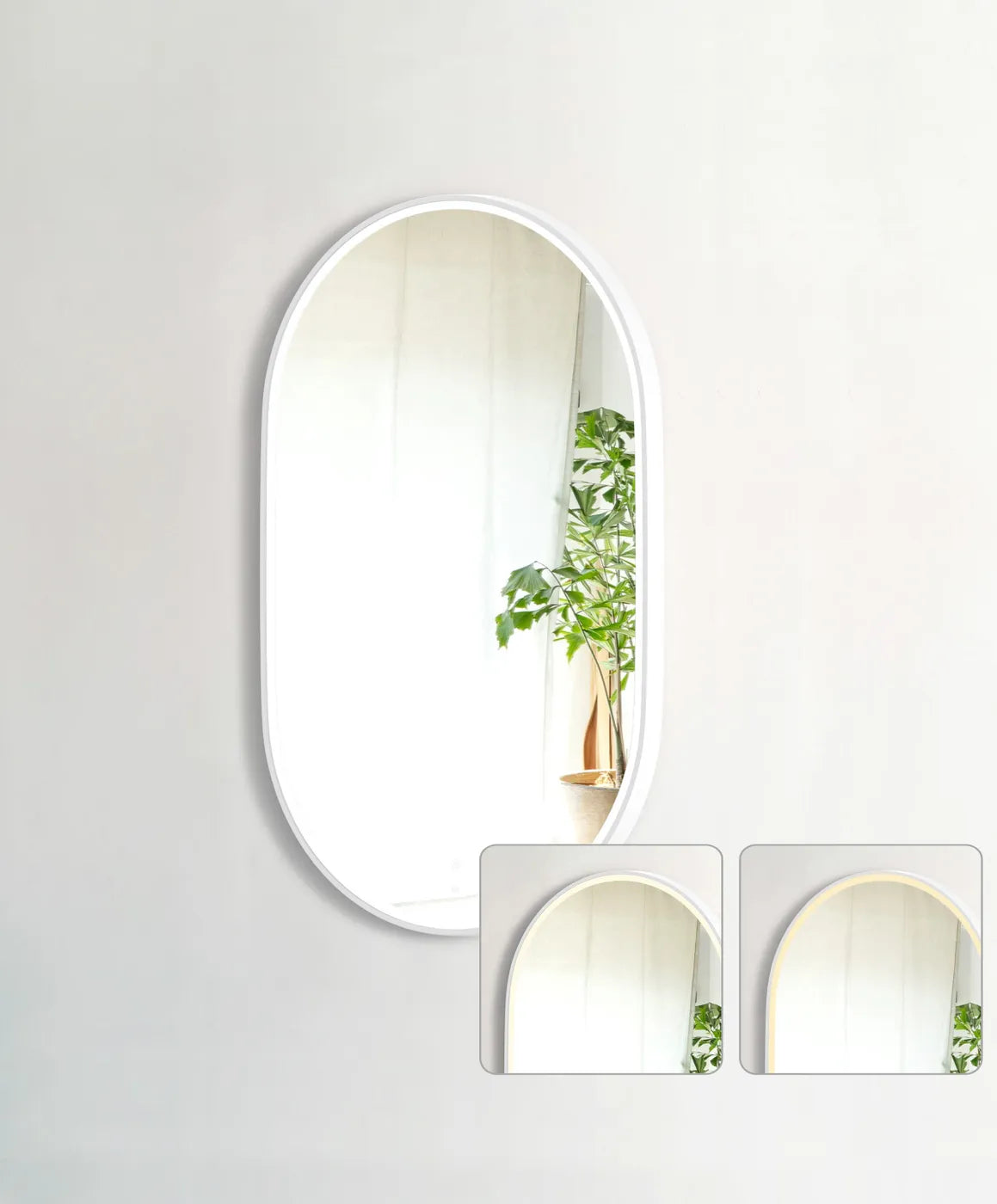 NOOSA LED Oval Metal Frame Mirror 900x600mm Matte White