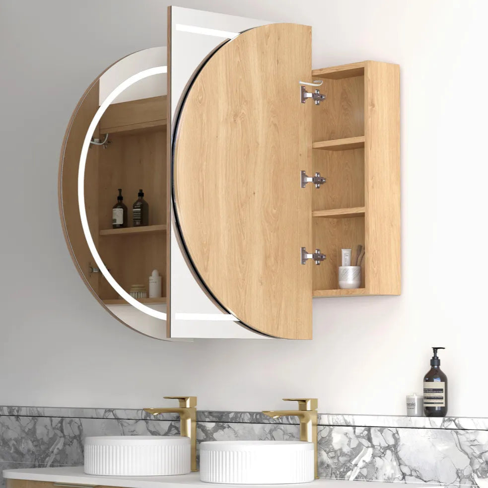 LED COOGEE Shaving Cabinet 1500mm Natural Oak (3 Colour Function)