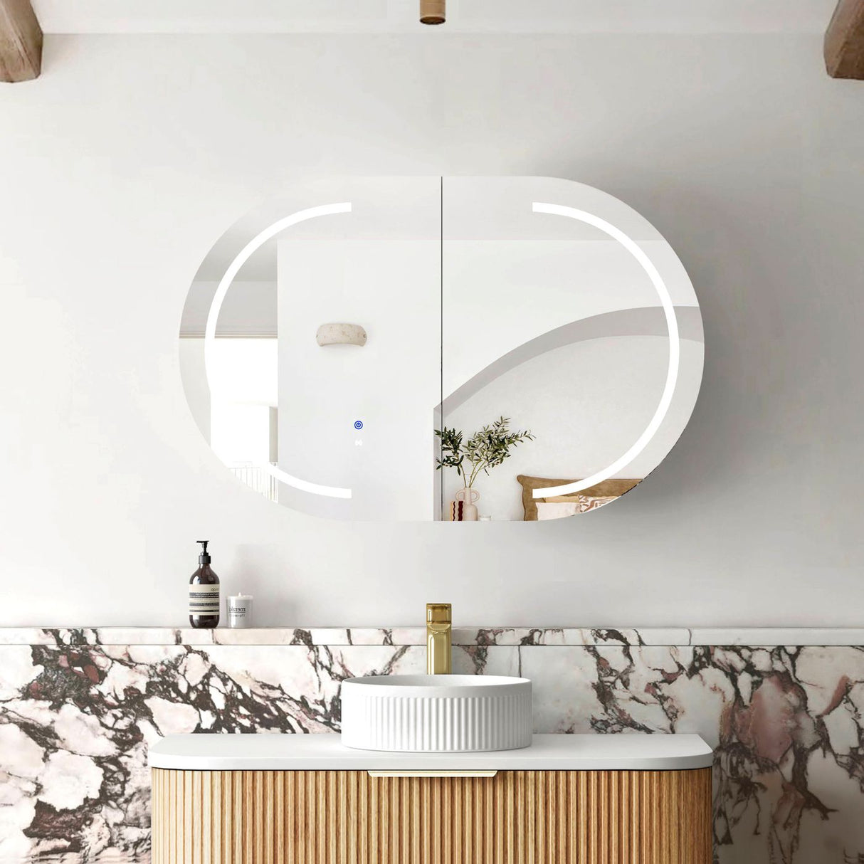 LED COOGEE Shaving Cabinet 900mm Woodland Oak-Premium Edition