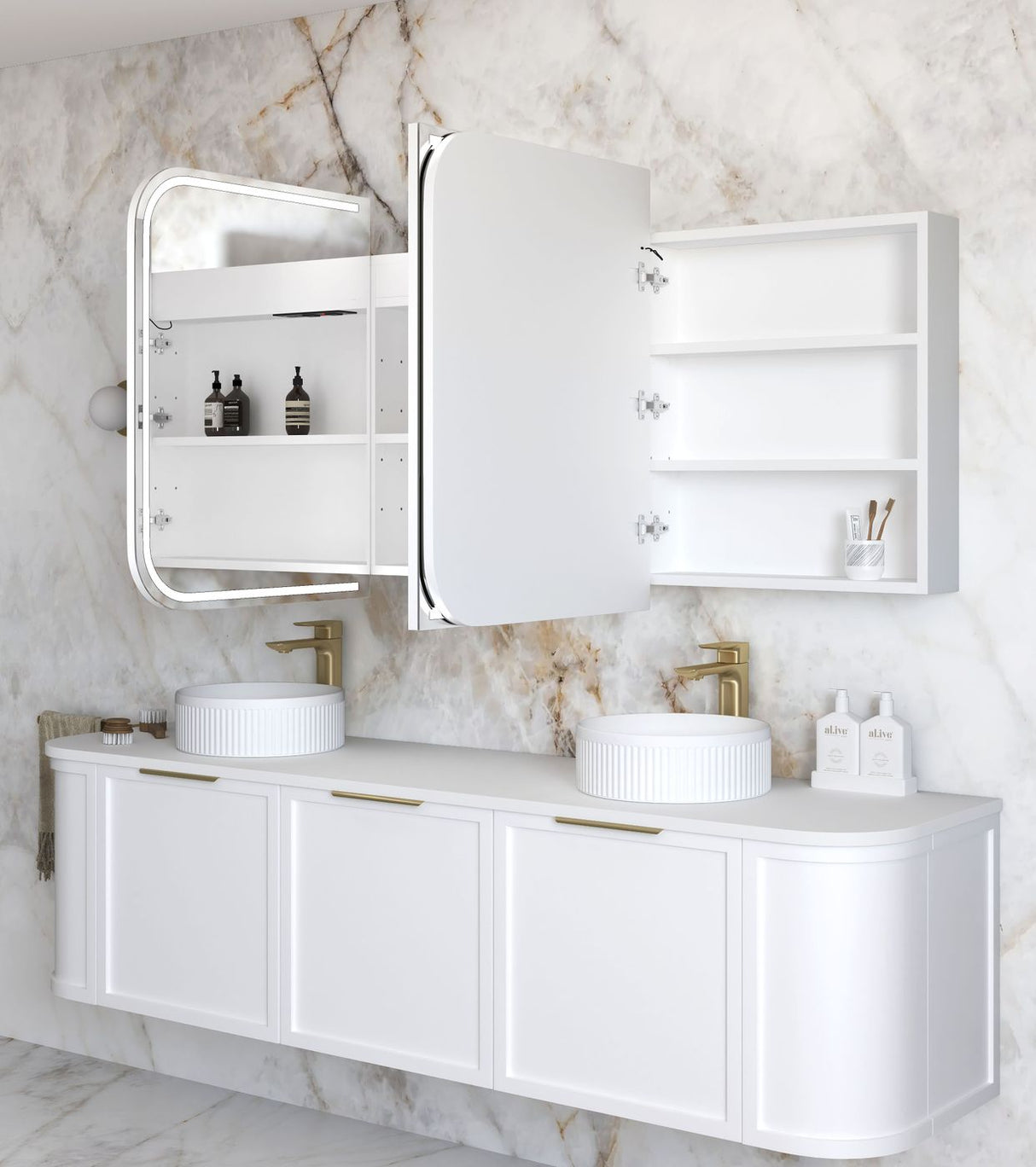 LED NEWPORT Shaving Cabinet 1800mm Matte White