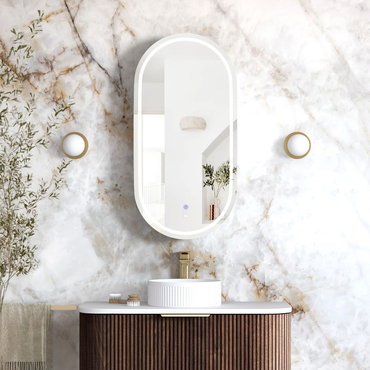 LED NOOSA Shaving Cabinet 900mm Sable Walnut (3 Colour Function) - Premium Edition