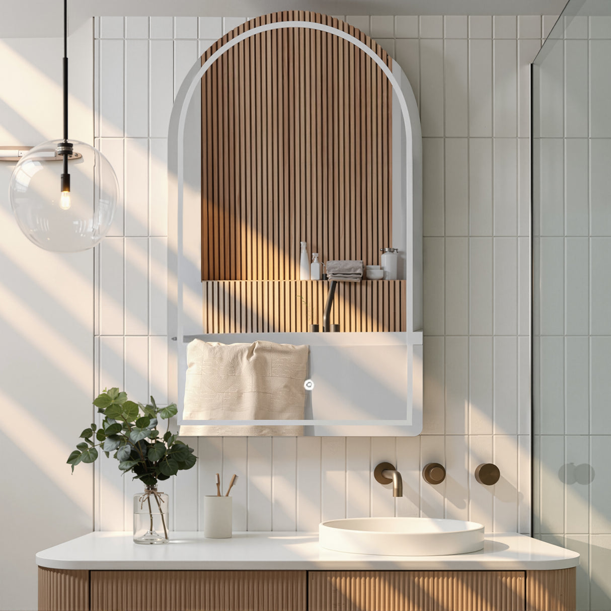 LED VERA Arch Shaving Cabinet White 900mm