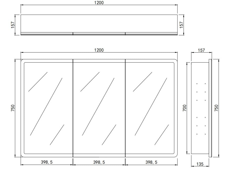 LED Avola PVC Mirror Cabinet - Matte White