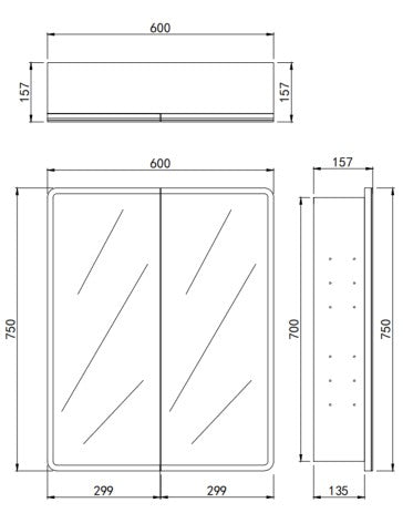 LED Avola PVC Mirror Cabinet - Matte White