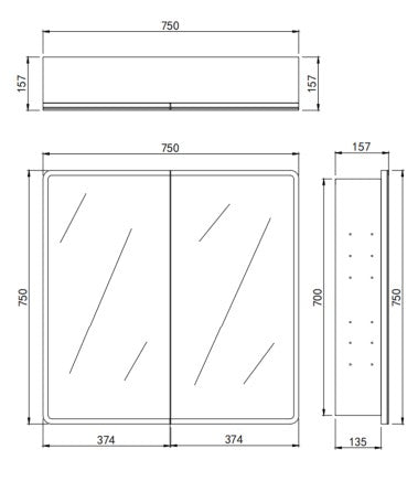 LED Avola PVC Mirror Cabinet - Matte White