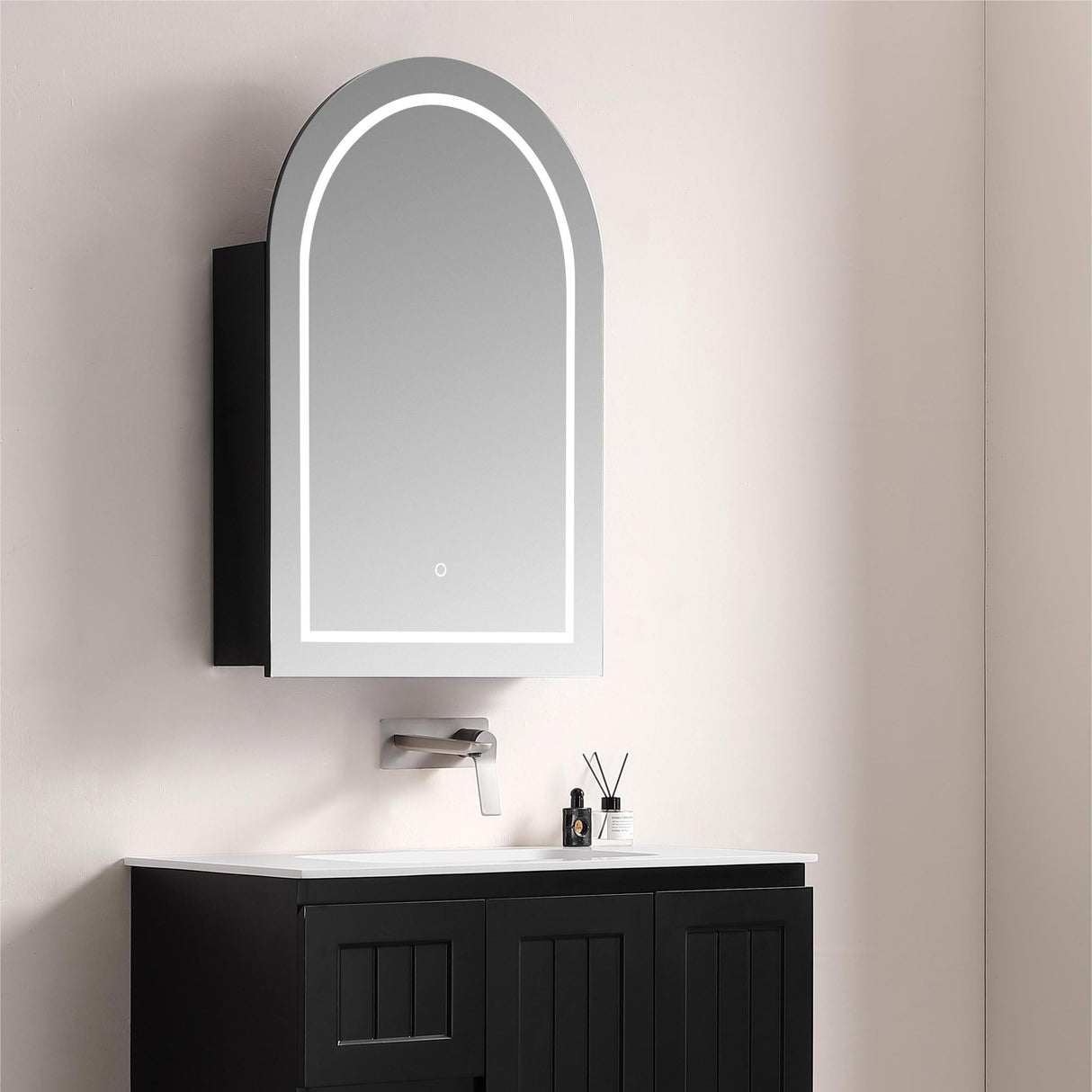 LUKKA LED Allison Arch Shaving Cabinet Matte Black 900mm