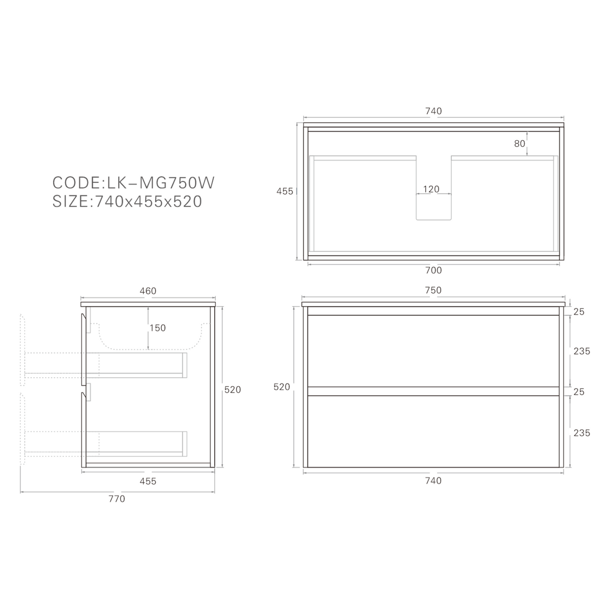Lukka Gladstone Plywood Wall Hung Vanity - Sandy Oak (All Sizes)