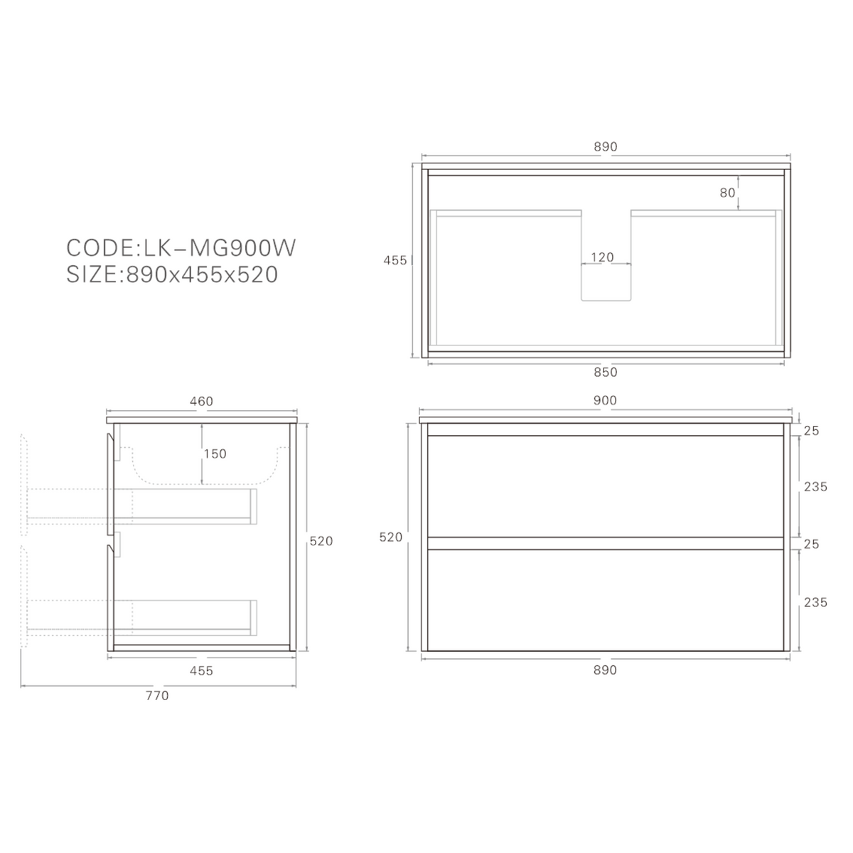 Lukka Gladstone Plywood Wall Hung Vanity - Sandy Oak (All Sizes)
