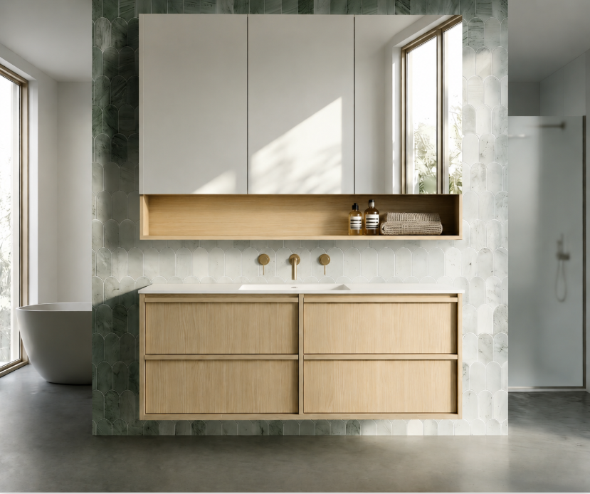 Lukka Ridgewood Plywood Wall Hung Vanity - Sandy Oak (All Sizes)