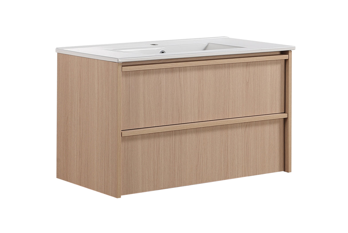 Lukka Ridgewood Plywood Wall Hung Vanity - Sandy Oak (All Sizes)