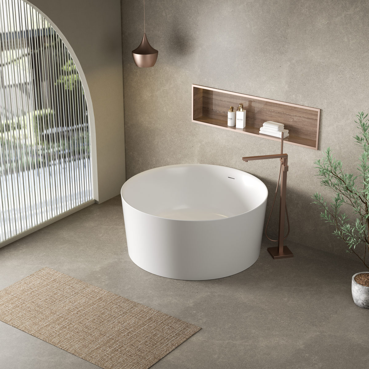 Paradiso Free Standing Bathtub With Over Flow Gloss white/ Matte White 1300mm