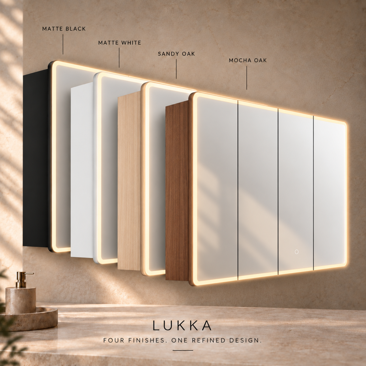 LUKKA Avola PVC Front-Lit LED Mirror Cabinet