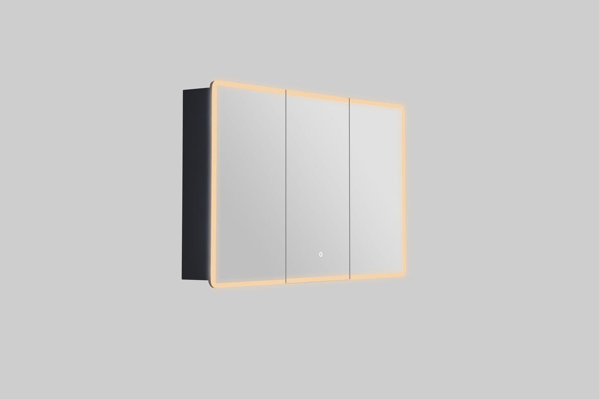 LUKKA Avola PVC Front-Lit LED Mirror Cabinet - Matte Black