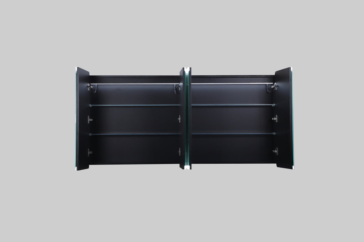 LUKKA Avola PVC Front-Lit LED Mirror Cabinet - Matte Black