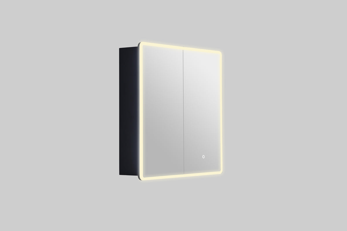 LUKKA Avola PVC Front-Lit LED Mirror Cabinet - Matte Black