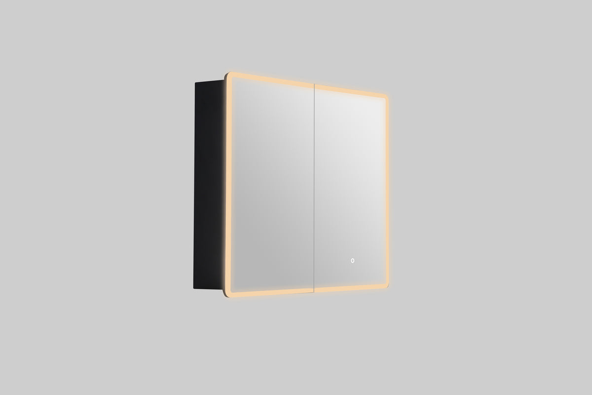 LUKKA Avola PVC Front-Lit LED Mirror Cabinet - Matte Black
