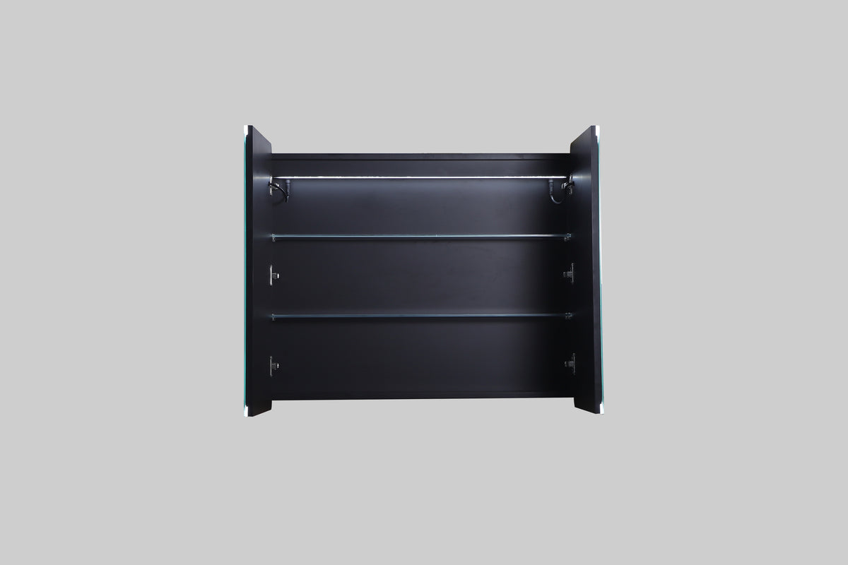 LUKKA Avola PVC Front-Lit LED Mirror Cabinet - Matte Black