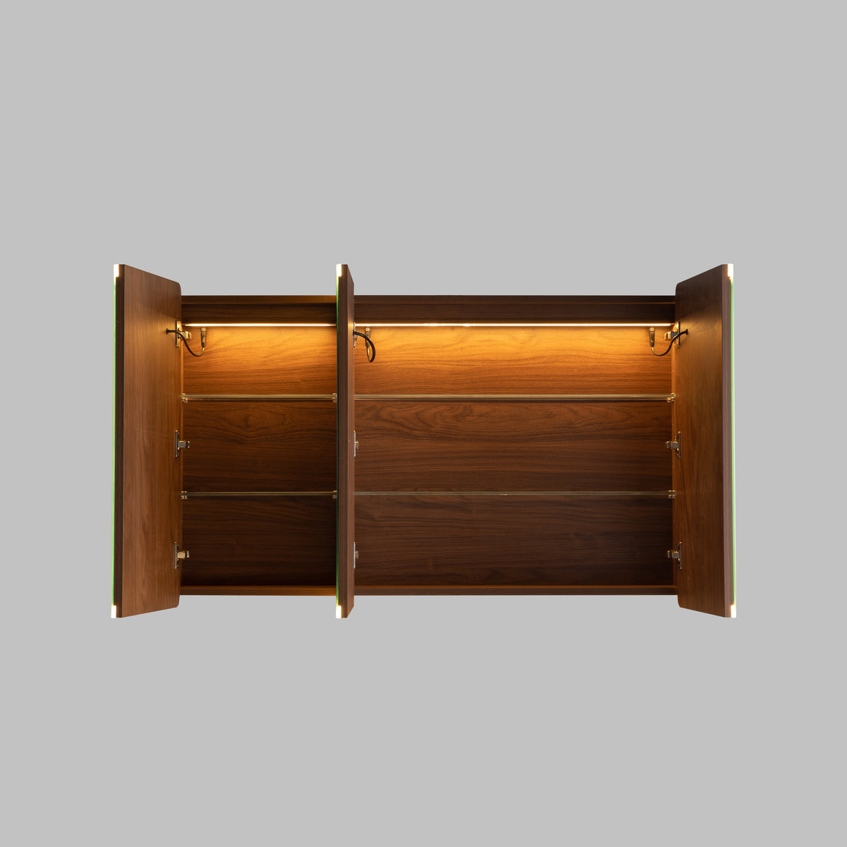 LUKKA Avola PVC Front-Lit LED Mirror Cabinet - Mocha Oak Woodmatt