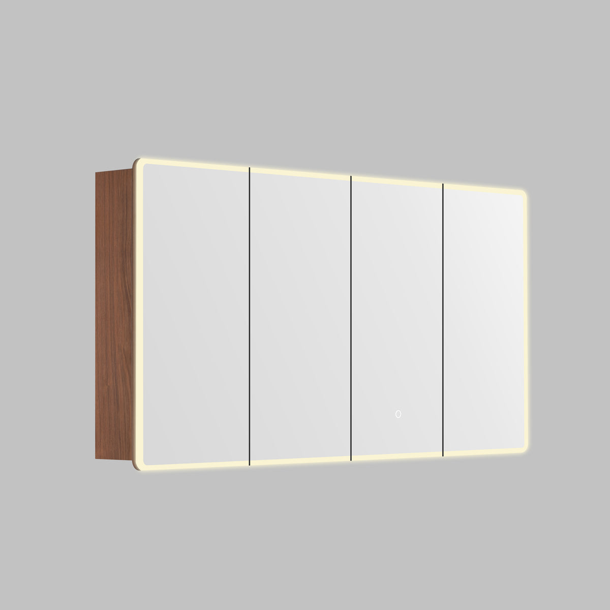 LUKKA Avola PVC Front-Lit LED Mirror Cabinet - Mocha Oak Woodmatt