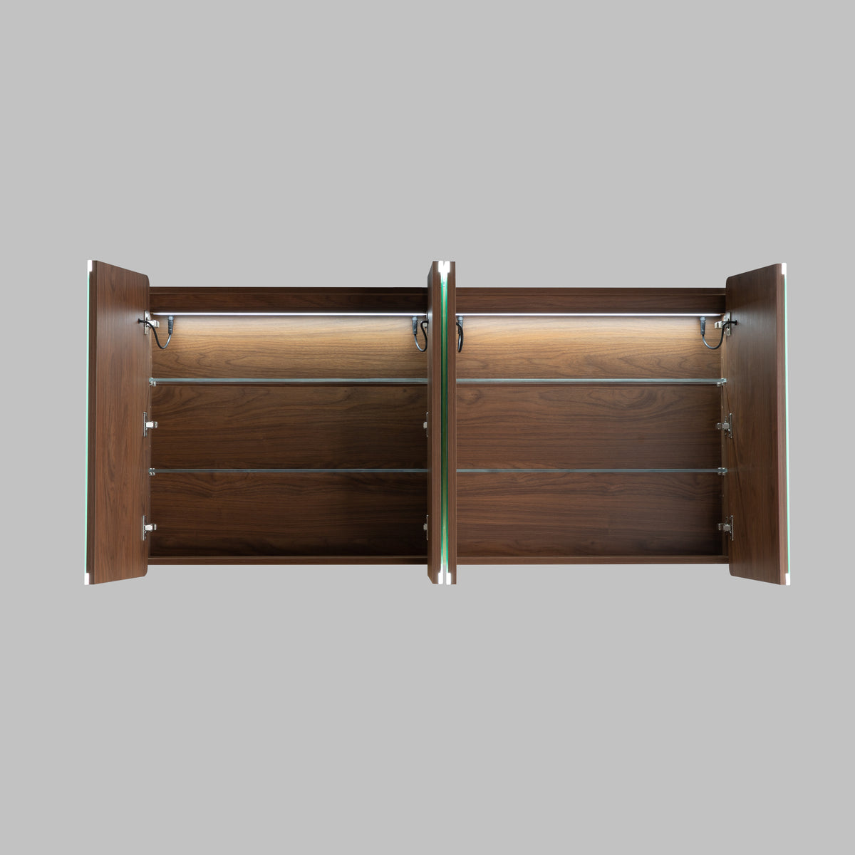 LUKKA Avola PVC Front-Lit LED Mirror Cabinet - Mocha Oak Woodmatt