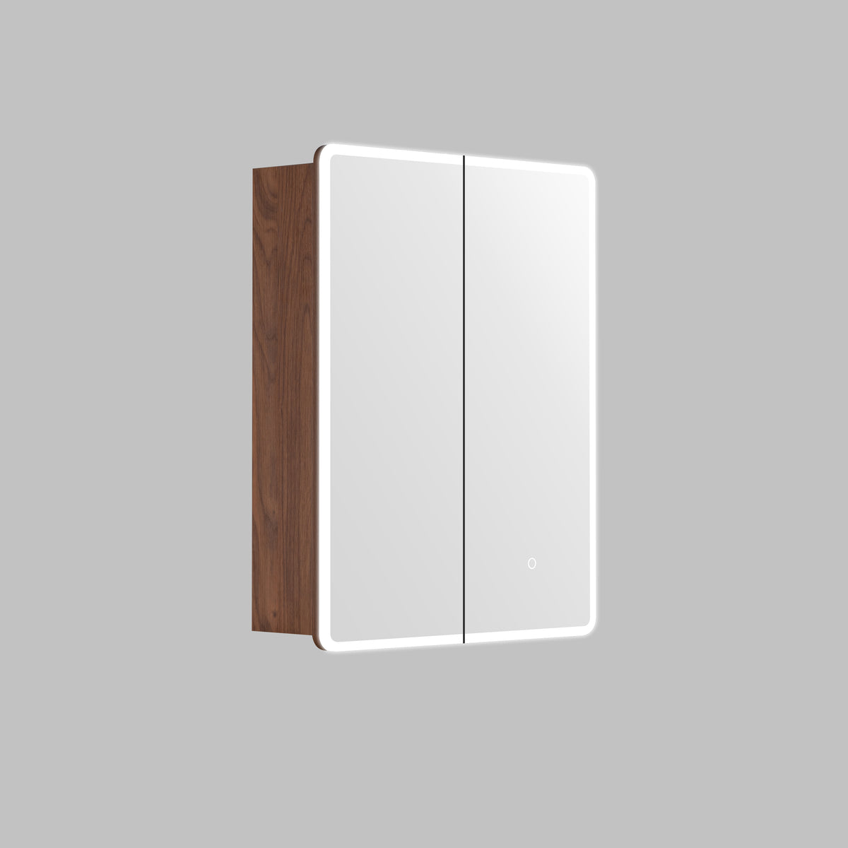 LUKKA Avola PVC Front-Lit LED Mirror Cabinet - Mocha Oak Woodmatt