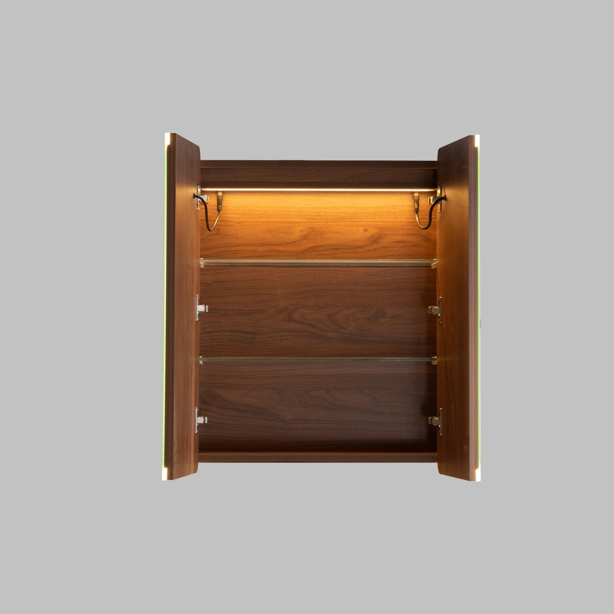 LUKKA Avola PVC Front-Lit LED Mirror Cabinet - Mocha Oak Woodmatt