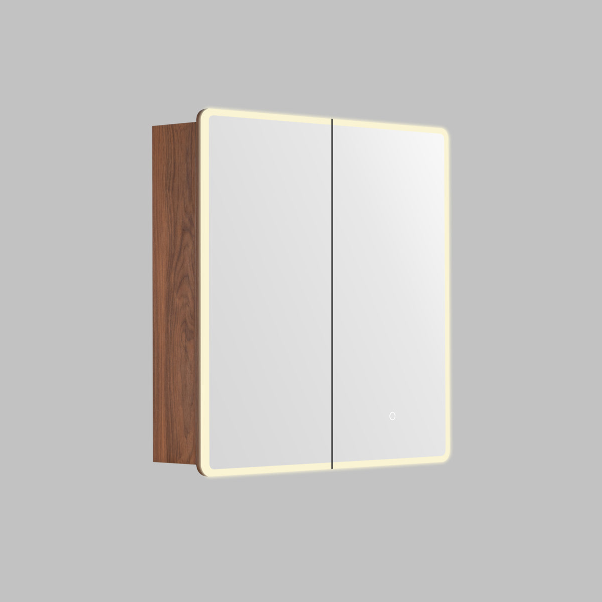 LUKKA Avola PVC Front-Lit LED Mirror Cabinet - Mocha Oak Woodmatt