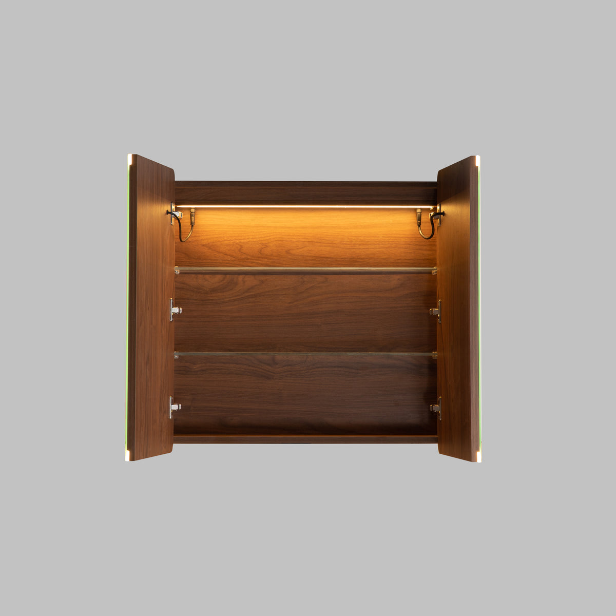 LUKKA Avola PVC Front-Lit LED Mirror Cabinet - Mocha Oak Woodmatt