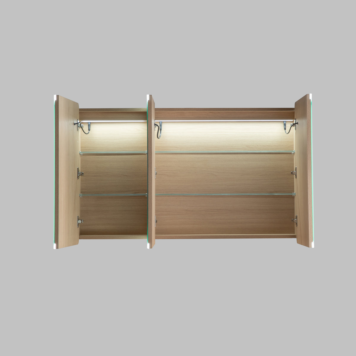 LUKKA Avola PVC Front-Lit LED Mirror Cabinet - Sandy Oak Woodmatt