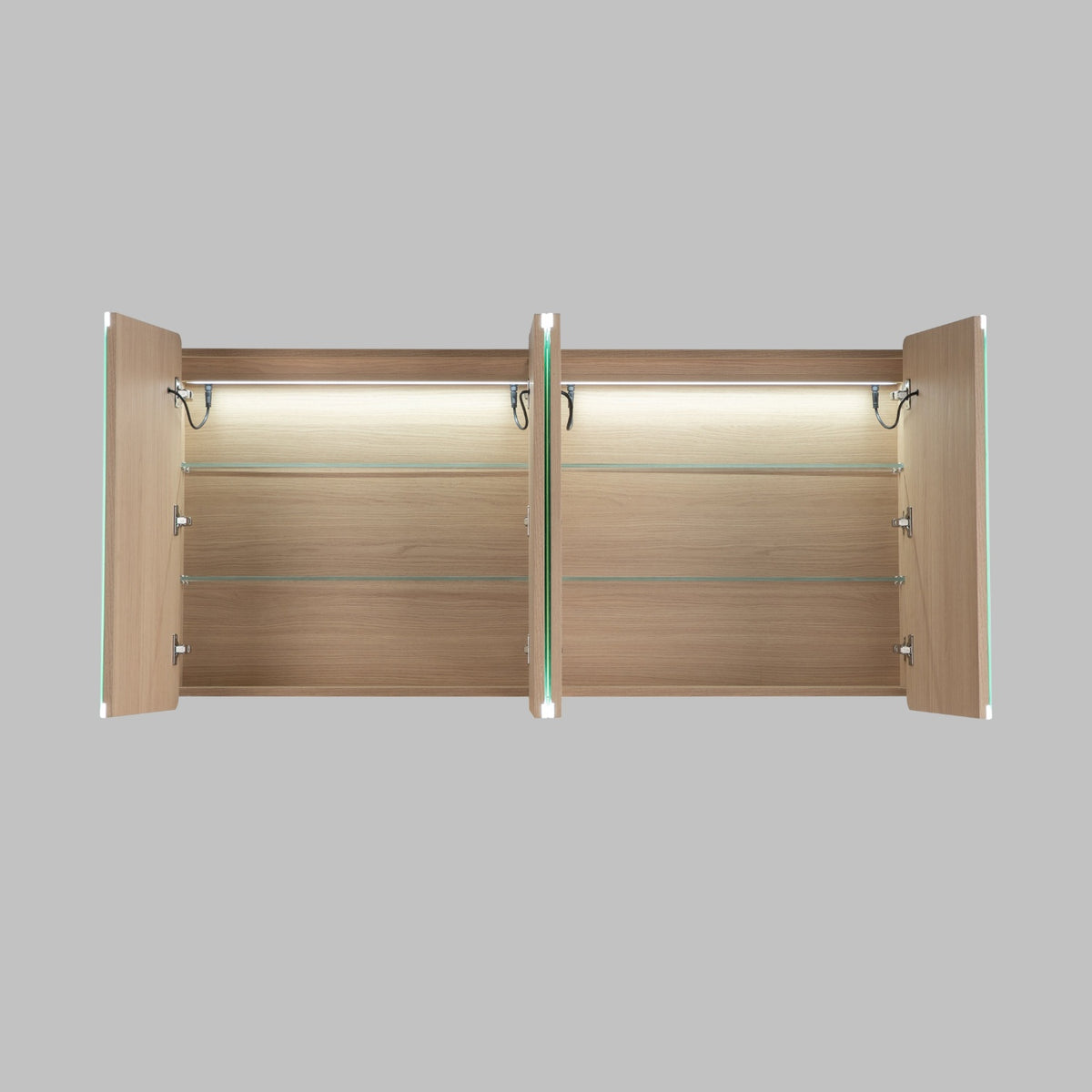 LUKKA Avola PVC Front-Lit LED Mirror Cabinet - Sandy Oak Woodmatt