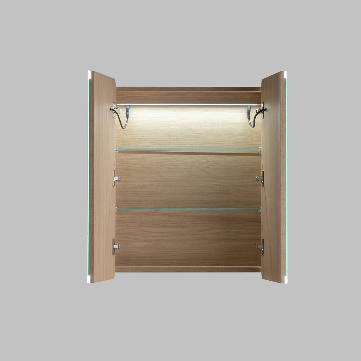 LUKKA Avola PVC Front-Lit LED Mirror Cabinet - Sandy Oak Woodmatt