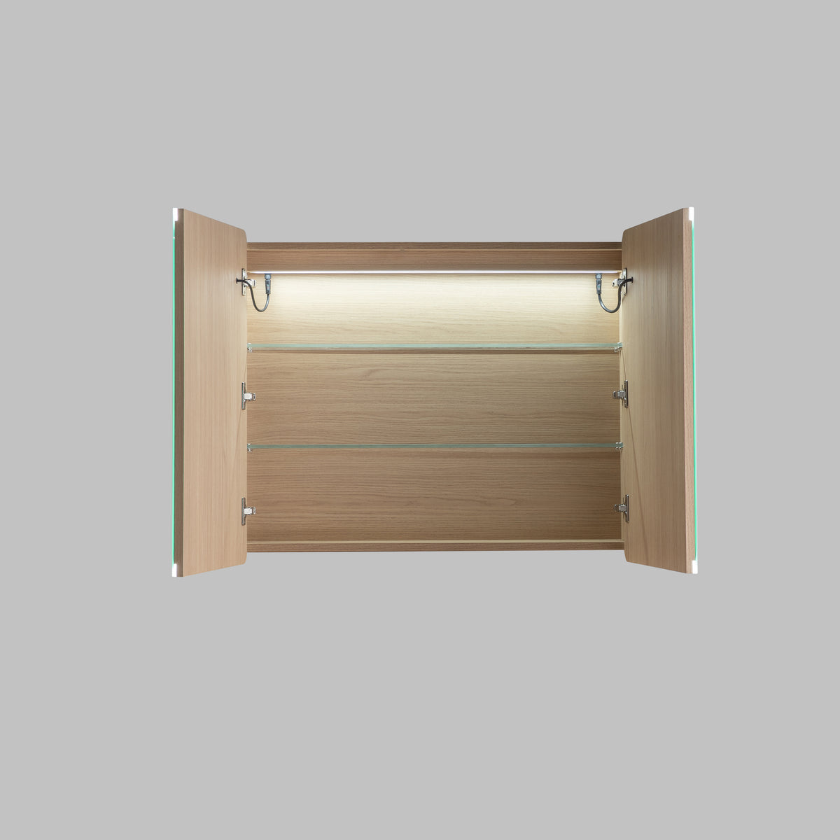 LUKKA Avola PVC Front-Lit LED Mirror Cabinet - Sandy Oak Woodmatt