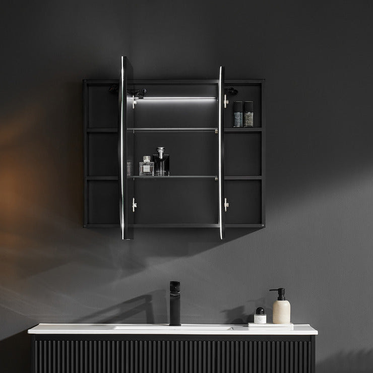 LUKKA LED Allison Oval Shaving Cabinet Matte Black