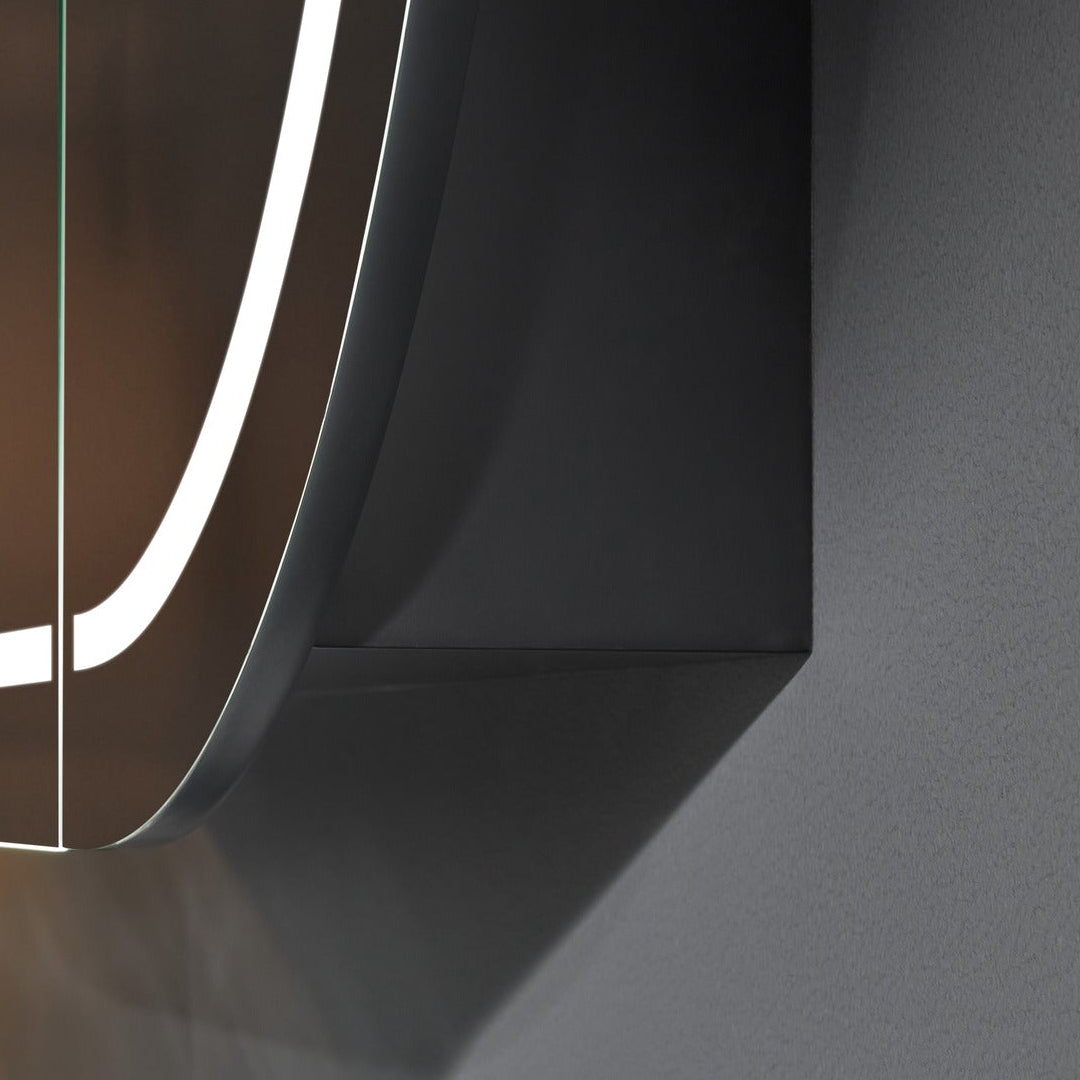 LUKKA LED Allison Oval Shaving Cabinet Matte Black