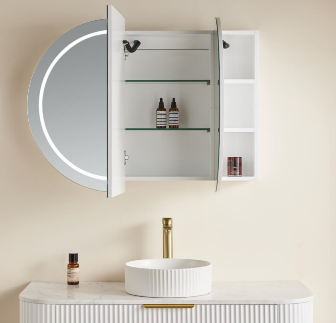 LUKKA LED Allison Oval Shaving Cabinet Matte White