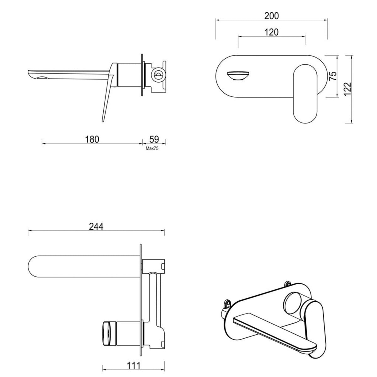 Lantra Wall-Spout Combo - 1P - TRIM KIT
