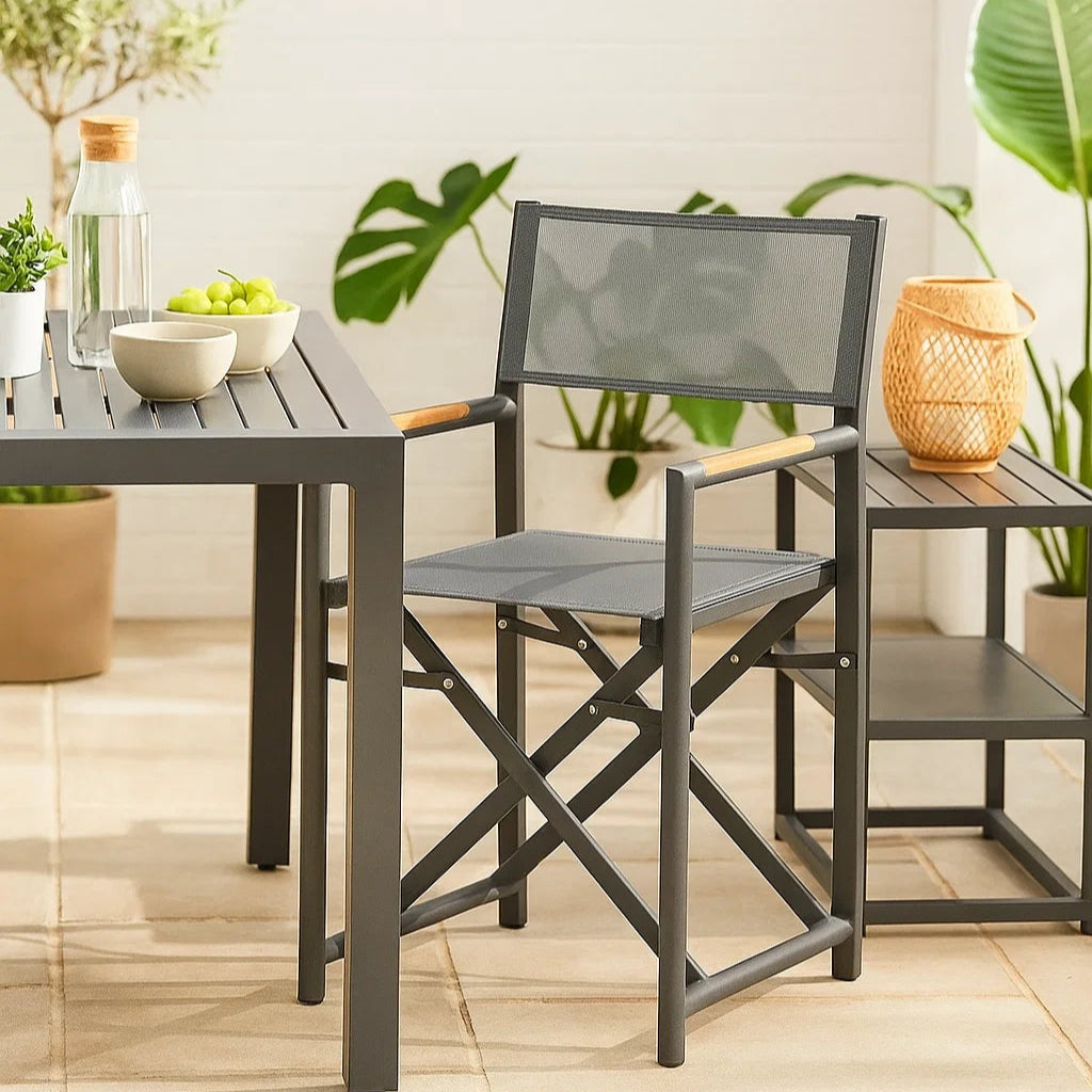 Largo Outdoor Aluminium Director Chair in Charcoal/White