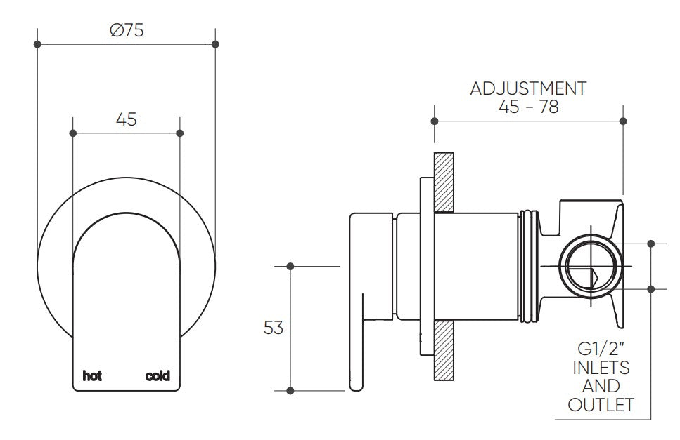 Lekki Shower/Wall Mixer Lead Free drawing