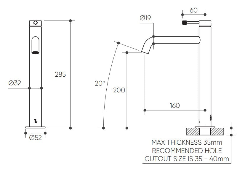 Leora Tall Basin Mixer Lead Free drawing