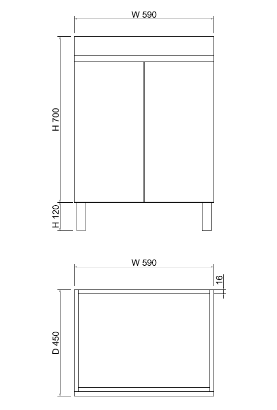 Riva LESS Freestanding Vanity Gloss White (All Sizes)