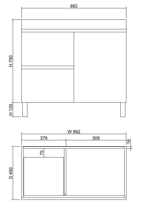 Riva LESS Freestanding Vanity Gloss White (All Sizes)