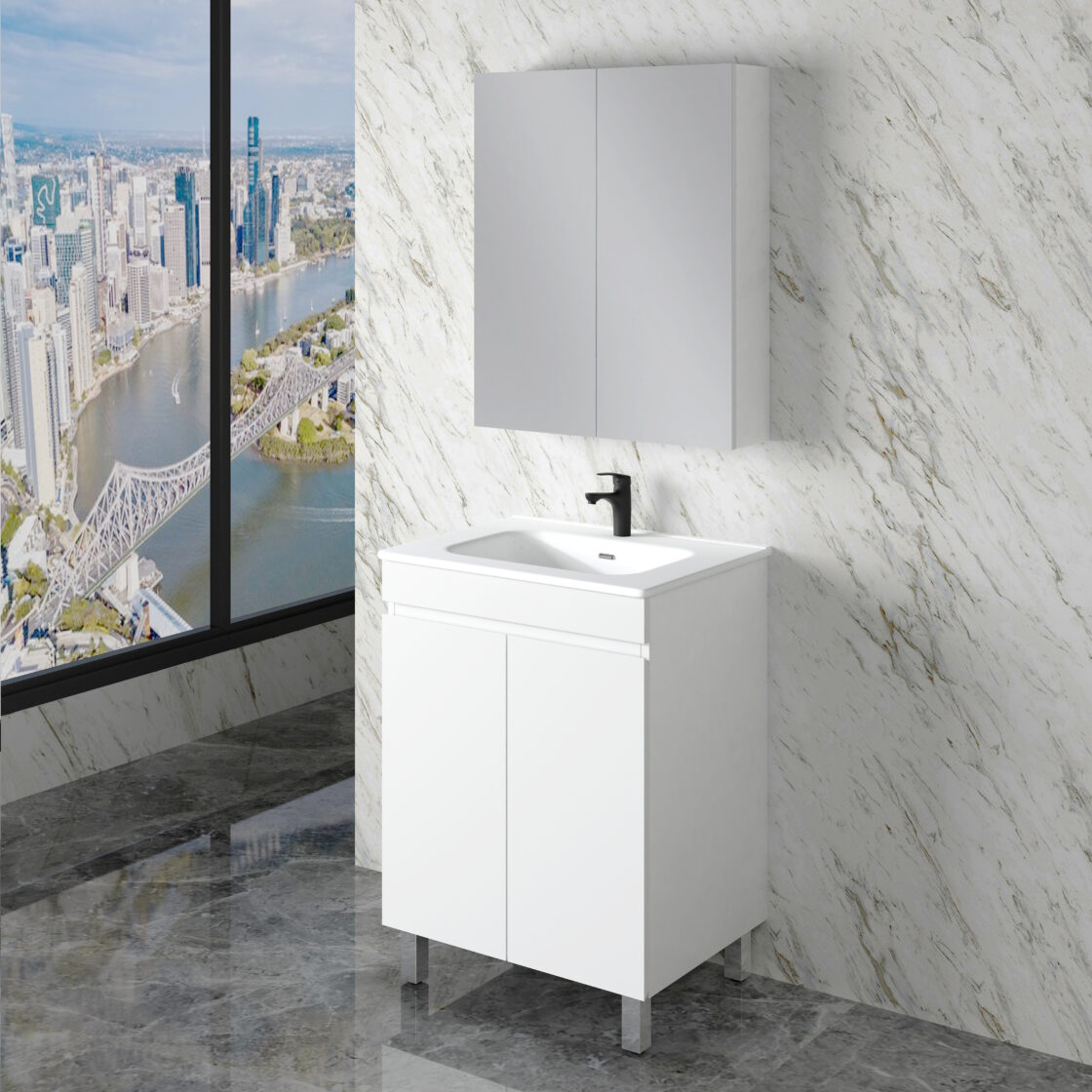 Riva LESS Freestanding Vanity Gloss White (All Sizes)