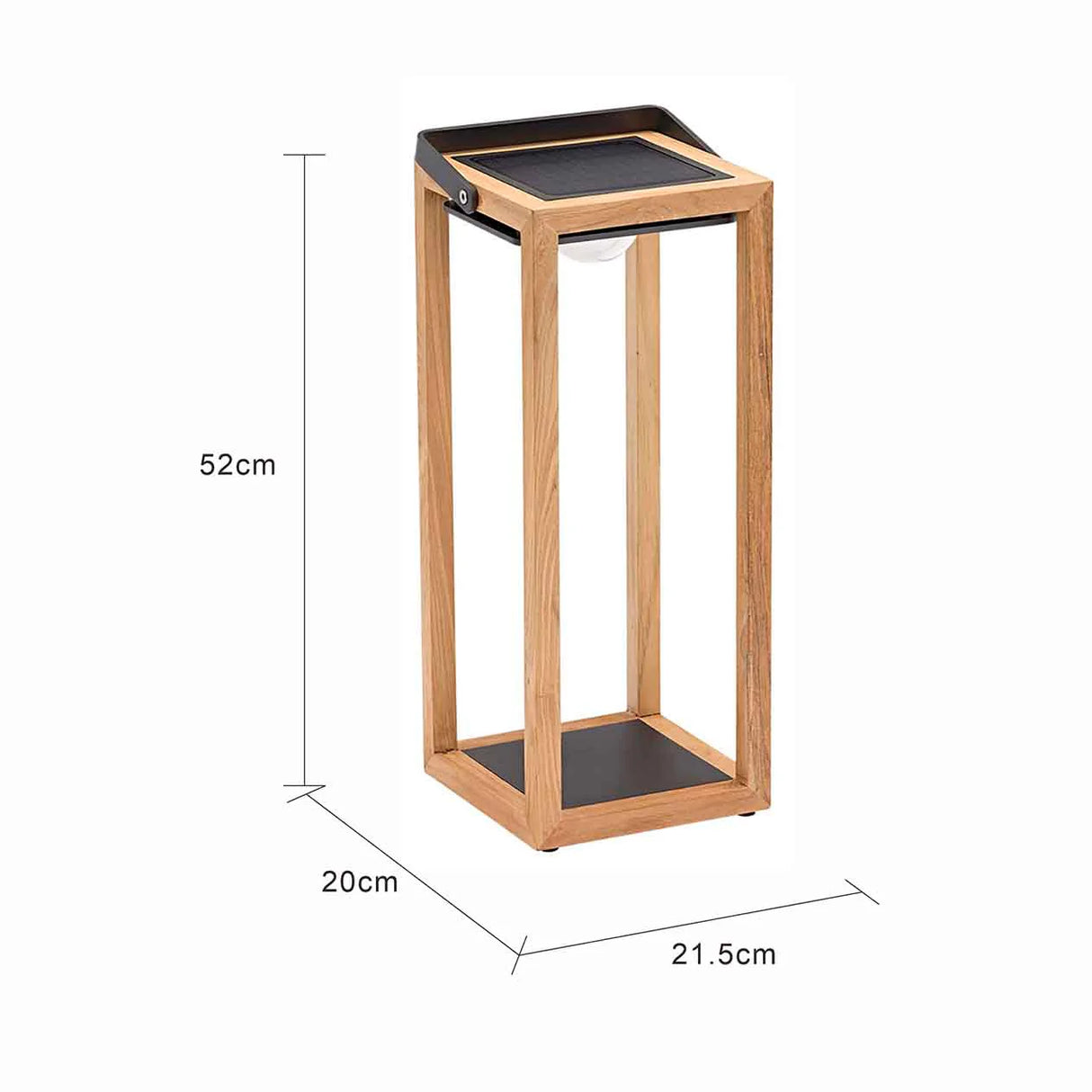 Lincoln Outdoor Teak Solar Lamp Large in Natural