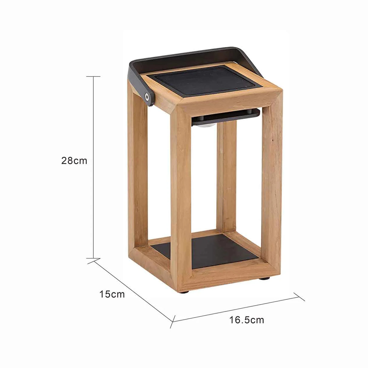 Lincoln Outdoor Teak Solar Lamp Small in Natural