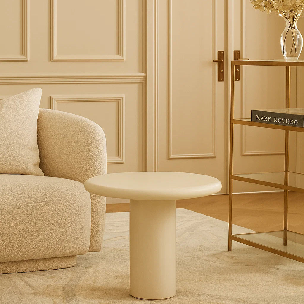 Lorenzo micro cement Organic Side Table – 0.6m (Low) – Latte