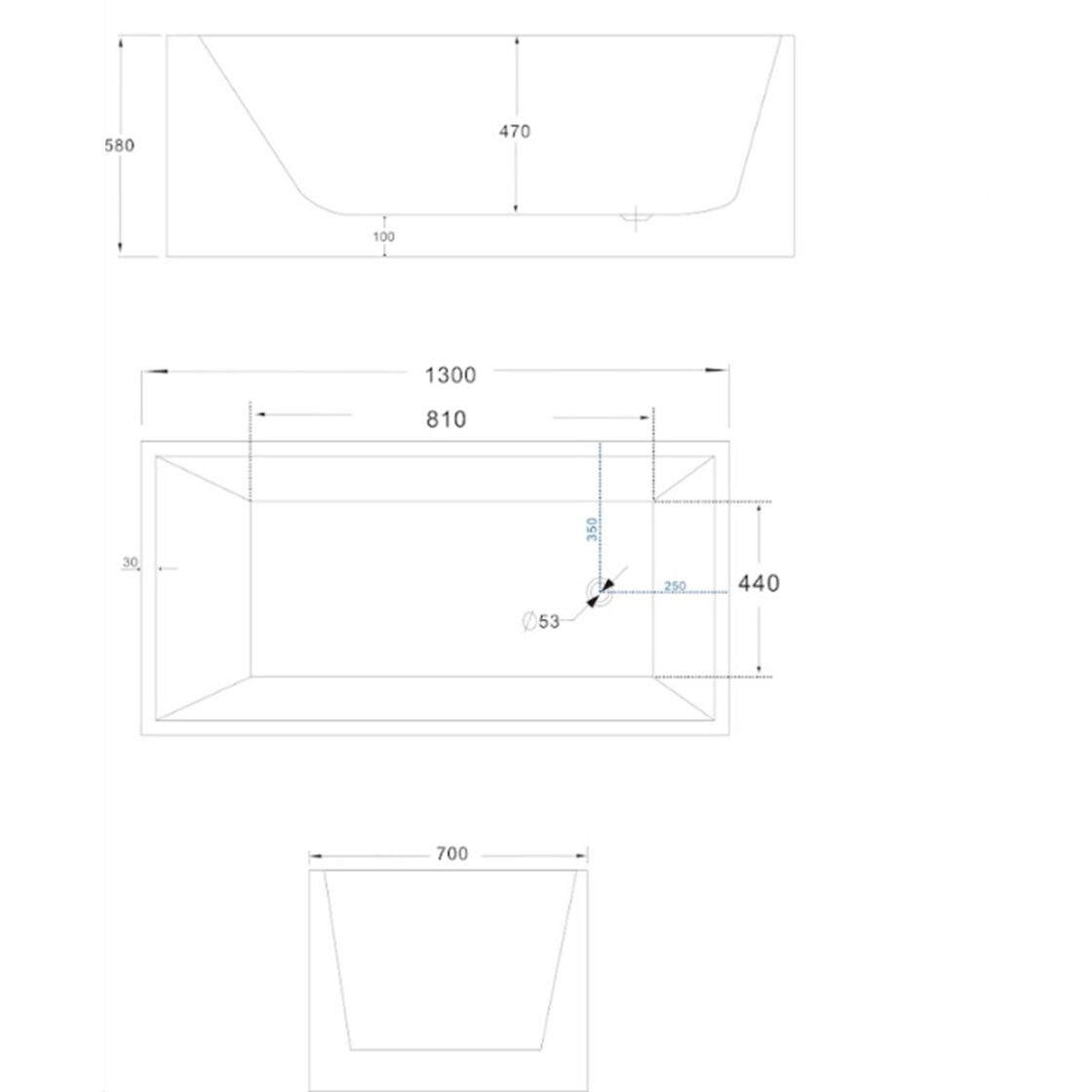 Lotus Gloss White Square Bathtub