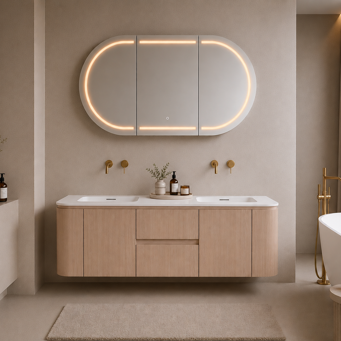 Lukka Ravello Plywood Wall Hung Vanity - Sandy Oak