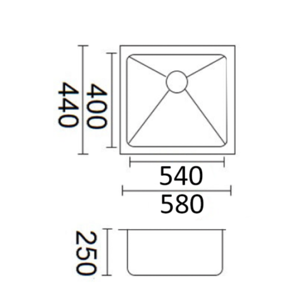 Luminare Kitchen Undermount Sink 580 x 440mm