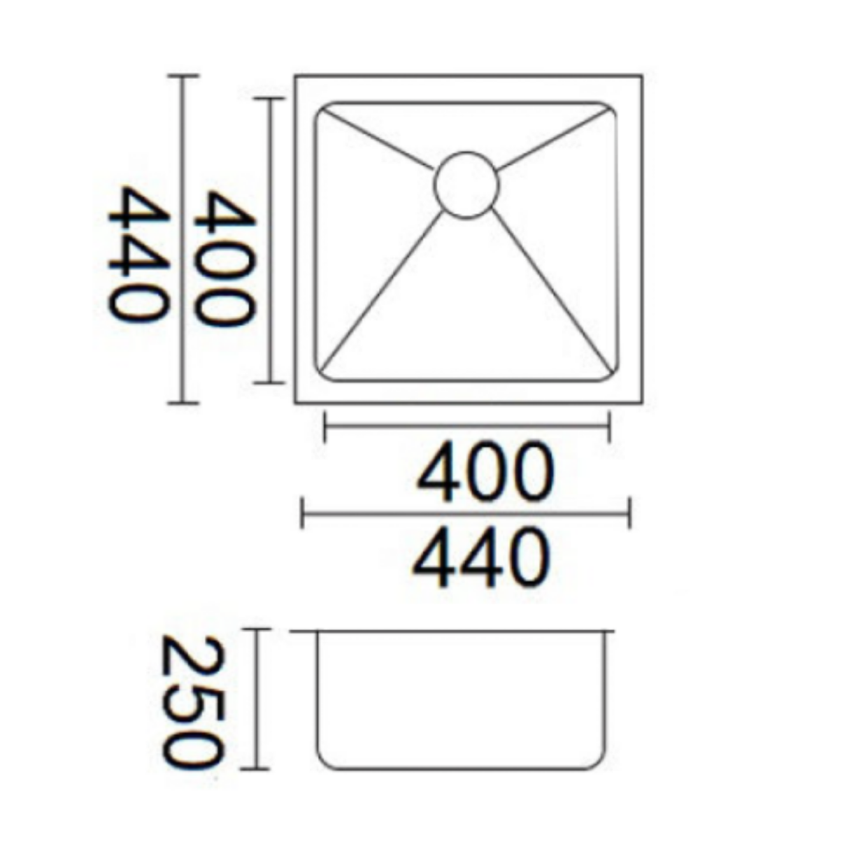 Luminare Kitchen Sink 440 x 440 x 250mm